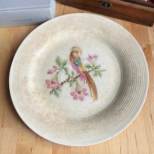 Antique Vintage Leigh Potters 1920s cottage decor bird dinner plate Leigh Ware